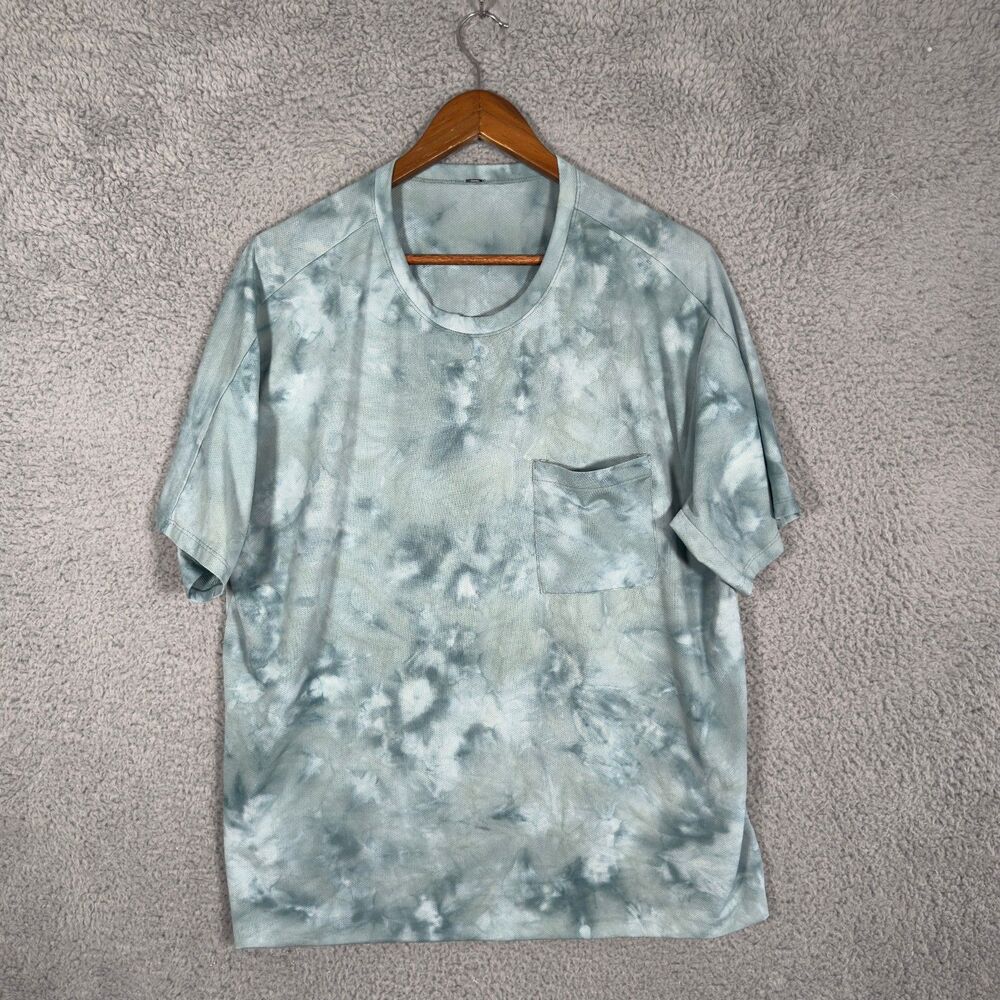 Lululemon Always Agile Short Sleeve Shirt Mens XL Tie Dye Print Pocket Green